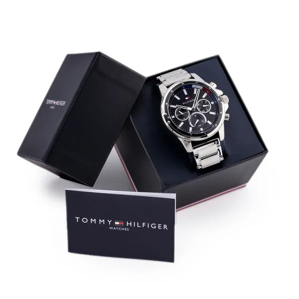 Tommy Hilfiger Mason férfi karóra 45 mm, ezüst nemesacél, WR50