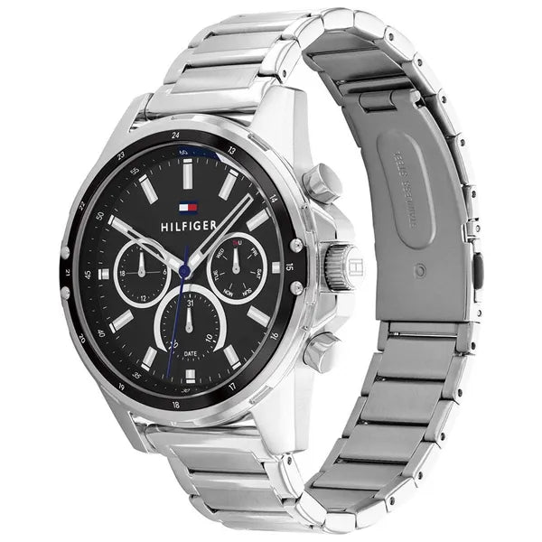Tommy Hilfiger Mason férfi karóra 45 mm, ezüst nemesacél, WR50