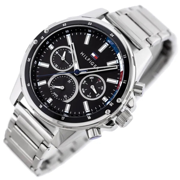 Tommy Hilfiger Mason férfi karóra 45 mm, ezüst nemesacél, WR50