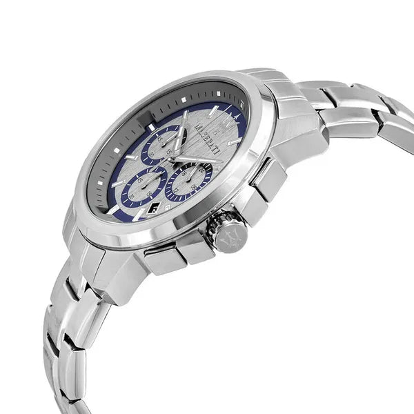 Maserati Successo férfi kronográf karóra, ezüst nemesacél, 44 mm, WR50