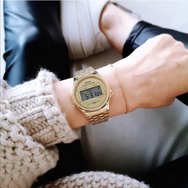 Casio Vintage A171WEG-9ADF női arany digitális karóra, rozsdamentes acél WR30