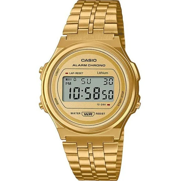 Casio Vintage A171WEG-9ADF női arany digitális karóra, rozsdamentes acél WR30