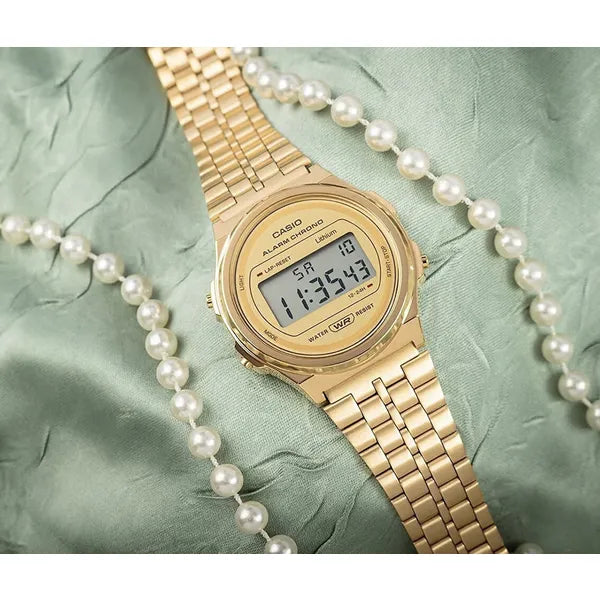 Casio Vintage A171WEG-9ADF női arany digitális karóra, rozsdamentes acél WR30