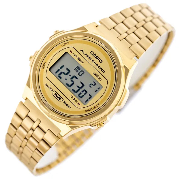 Casio Vintage A171WEG-9ADF női arany digitális karóra, rozsdamentes acél WR30