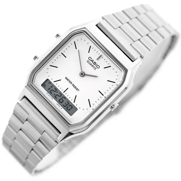 Casio Youth AQ-230A-7DMQ uniszex karóra, acél szíj, fehér számlap