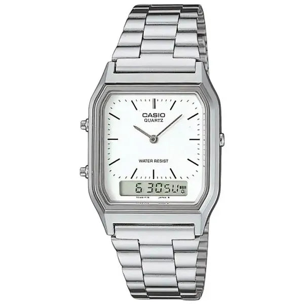 Casio Youth AQ-230A-7DMQ uniszex karóra, acél szíj, fehér számlap