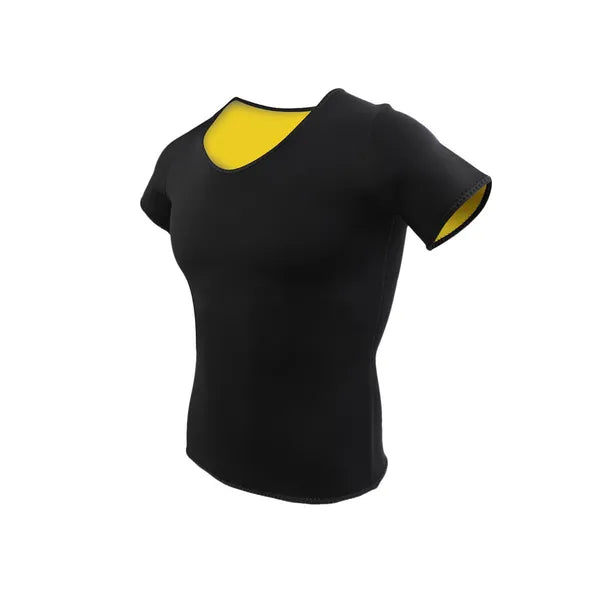 Női neoprene karcsúsító rövid ujjú sportpóló, fekete, XL méret