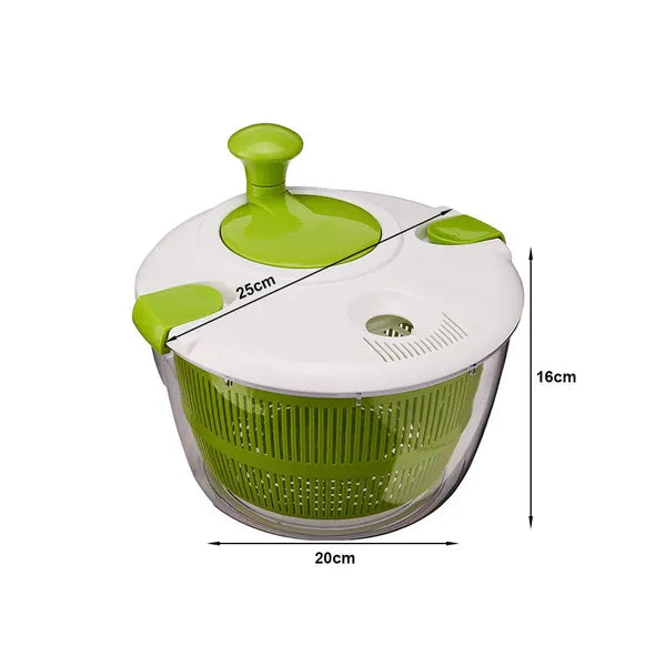 Manuális saláta centrifuga, 5 l, átlátszó műanyag tál, kézi hajtókar
