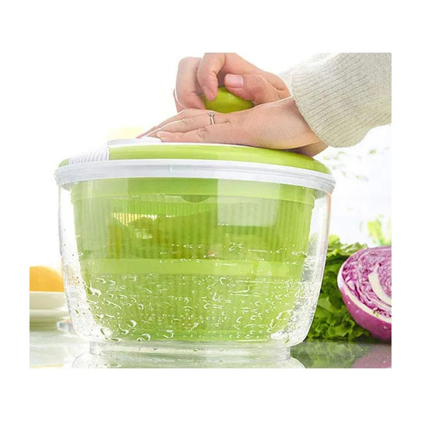 Manuális saláta centrifuga, 5 l, átlátszó műanyag tál, kézi hajtókar