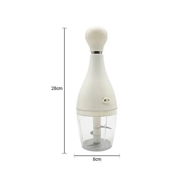 Kézi forgó zöldség- és hagymaaprító, 3 rozsdamentes pengével, 28 cm, fehér
