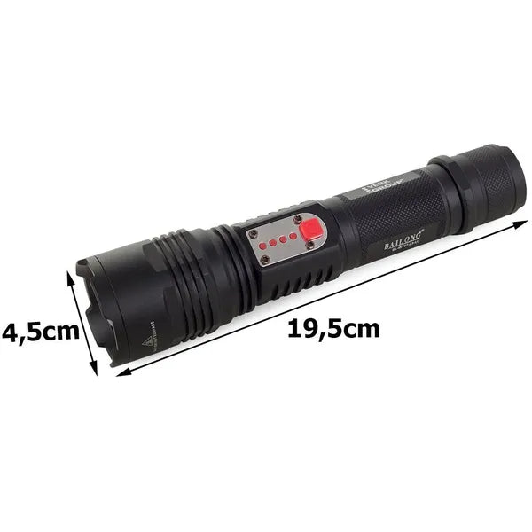 Bailong W767 taktikai zseblámpa CREE XM-L T6 LED, USB-s, 400 m zoom