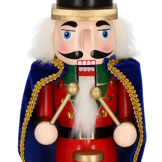 Fa diótörő figura dobverőkkel, piros-zöld, 38 cm karácsonyi dekor