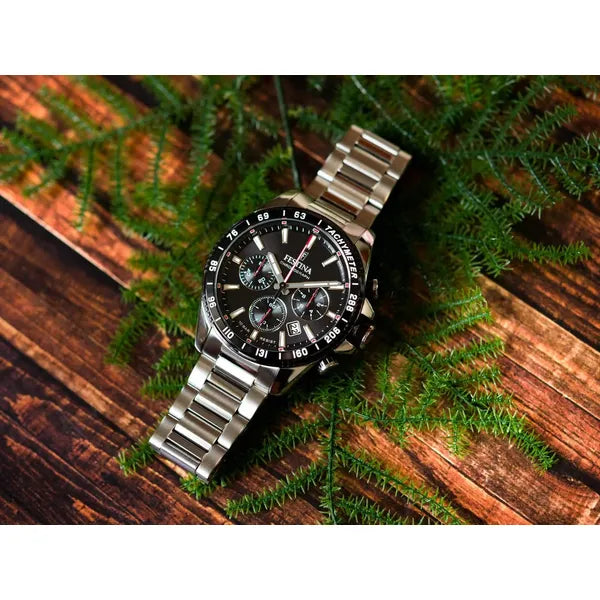 Festina Timeless Chrono 20560/6 férfi kvarc kronográf karóra, fekete 45 mm