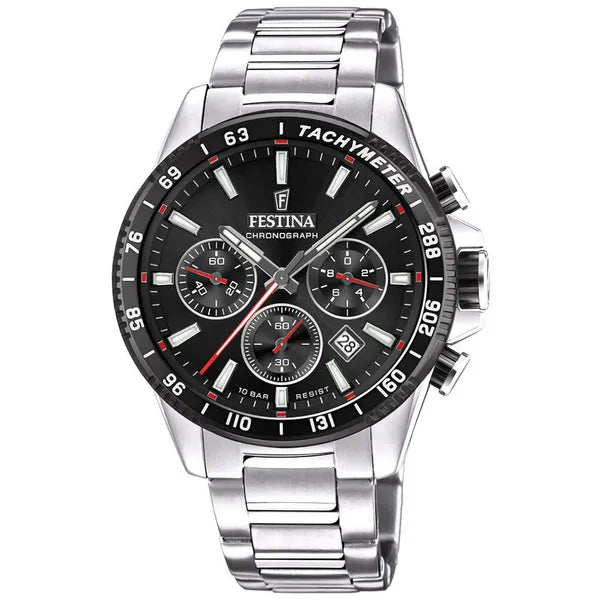 Festina Timeless Chrono 20560/6 férfi kvarc kronográf karóra, fekete 45 mm