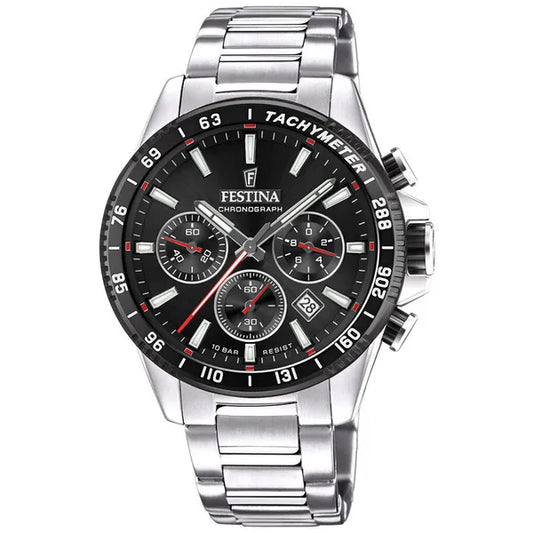 Festina Timeless Chrono 20560/6 férfi kvarc kronográf karóra, fekete 45 mm