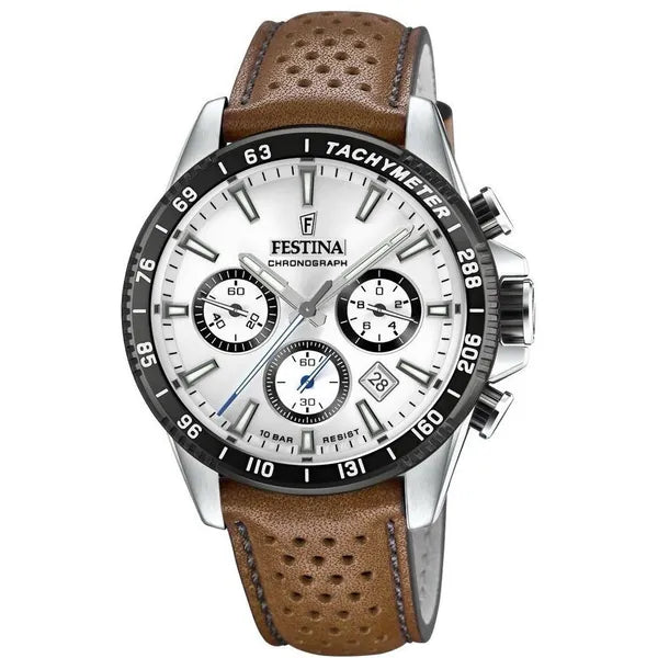 Festina Timeless Chronograph férfi karóra, 44 mm, 10 ATM, acél