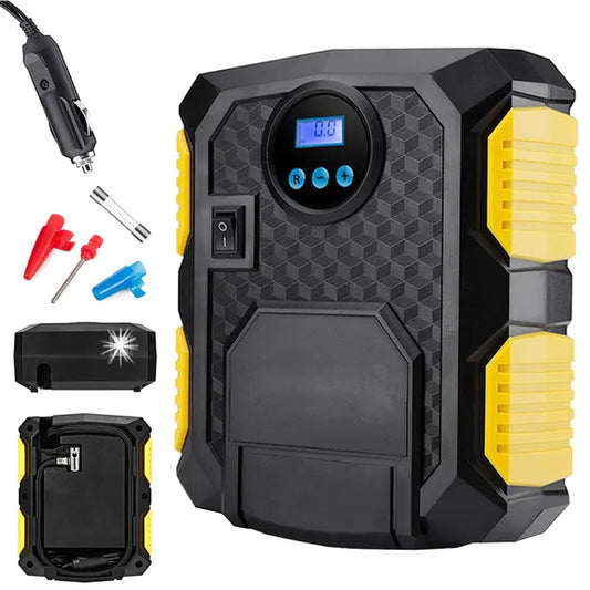 Autós digitális kompresszor 12 V, 150 PSI/10 bar, LCD kijelző, LED lámpa