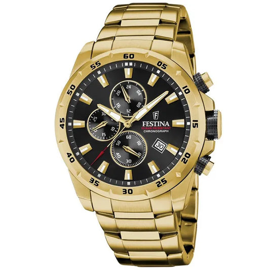 Festina Chrono Sport férfi karóra arany nemesacél, 45 mm, WR100