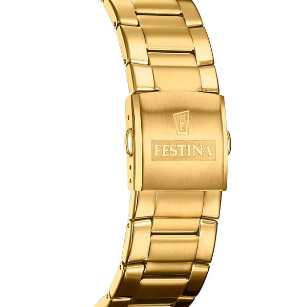 Festina Chrono Sport férfi karóra arany nemesacél, 45 mm, WR100