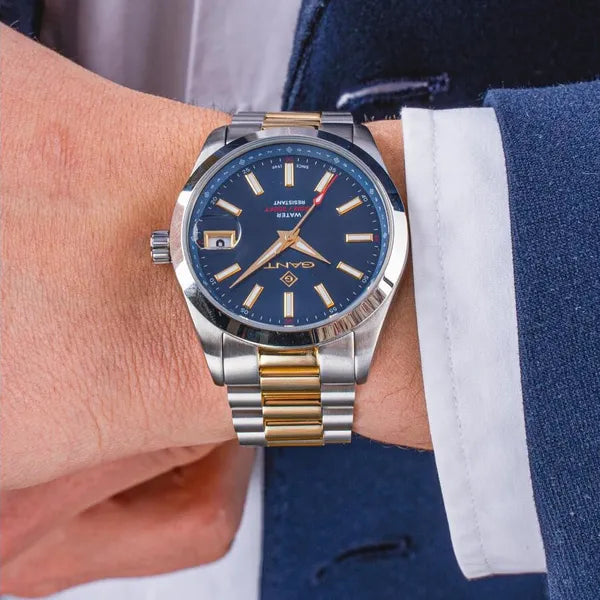 Gant Eastham férfi kvarc karóra 42 mm, nemesacél, kék számlap, WR100