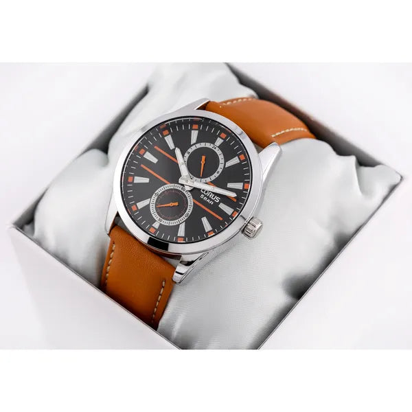 Lorus R3A61AX9 férfi karóra, quartz, 41 mm, ezüst tok, barna bőrszíj
