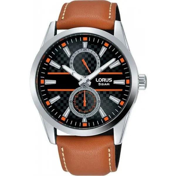 Lorus R3A61AX9 férfi karóra, quartz, 41 mm, ezüst tok, barna bőrszíj