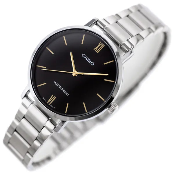 Casio női karóra LTP-VT01D-1B rozsdamentes acél szíj, fekete számlap