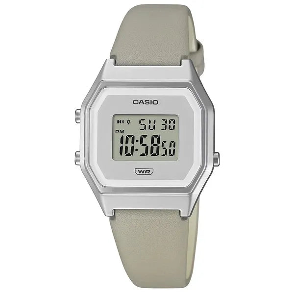 Casio Vintage Mini LA680WEL-8EF női digitális karóra bézs bőrszíj WR30