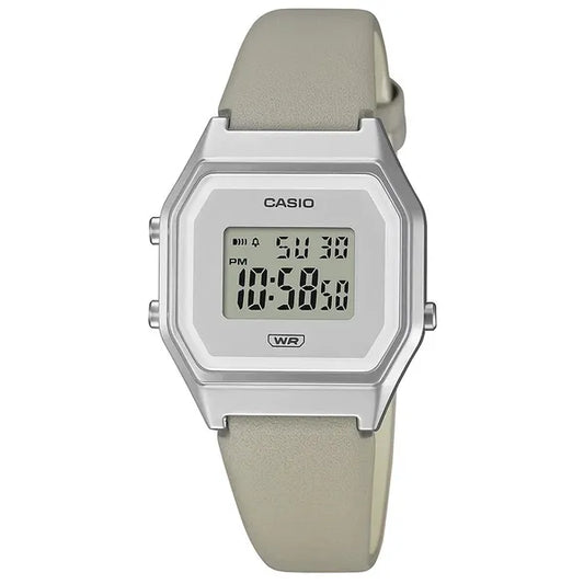 Casio Vintage Mini LA680WEL-8EF női digitális karóra bézs bőrszíj WR30