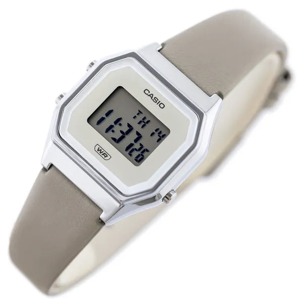 Casio Vintage Mini LA680WEL-8EF női digitális karóra bézs bőrszíj WR30