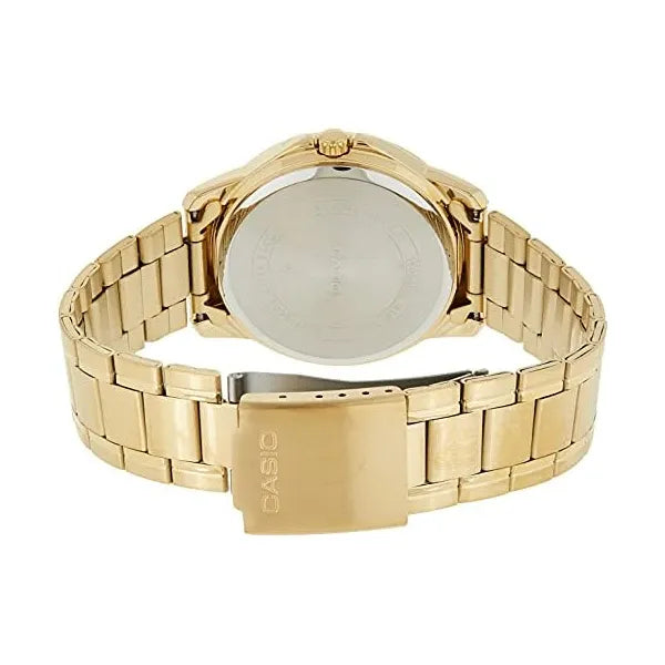 Casio MTP-V004G-1B férfi karóra, arany acél, fekete számlap, 42 mm