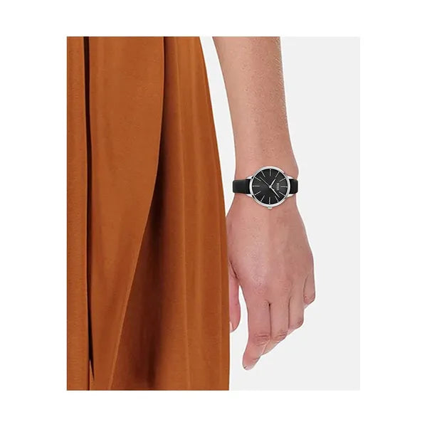 Hugo Boss Symphony női karóra, 38 mm, fekete bőr szíj, ezüst tok