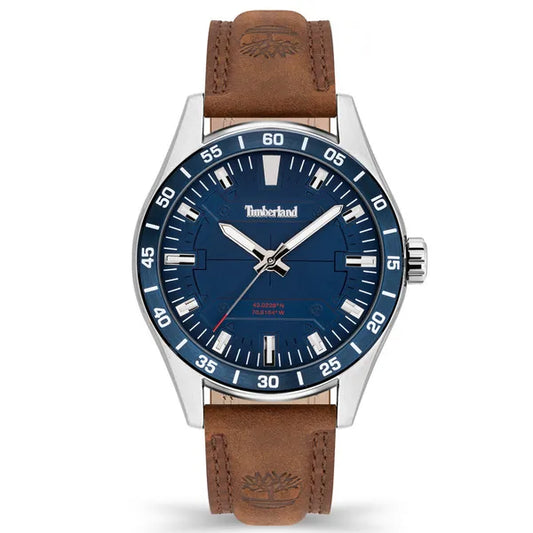 Timberland Calverton férfi karóra, bőr szíj, 46 mm, WR50, kék számlap, díszdoboz