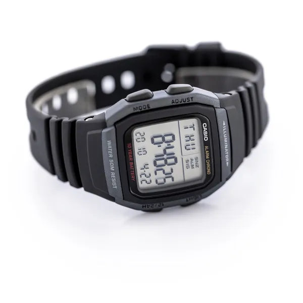 Casio W-96H-1B férfi digitális karóra, WR50, LED háttérvilágítás, stopper