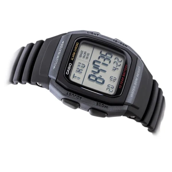 Casio W-96H-1B férfi digitális karóra, WR50, LED háttérvilágítás, stopper