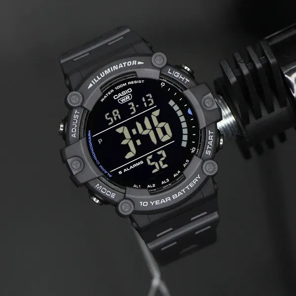 Casio AE-1500WH-8B férfi sport karóra, LED Illuminator, WR100, grafit