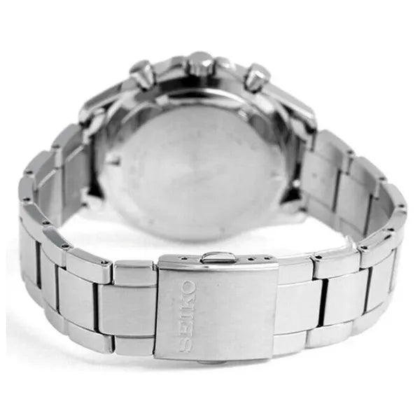 Seiko férfi kronográf karóra quartz acél WR100 fekete számlap