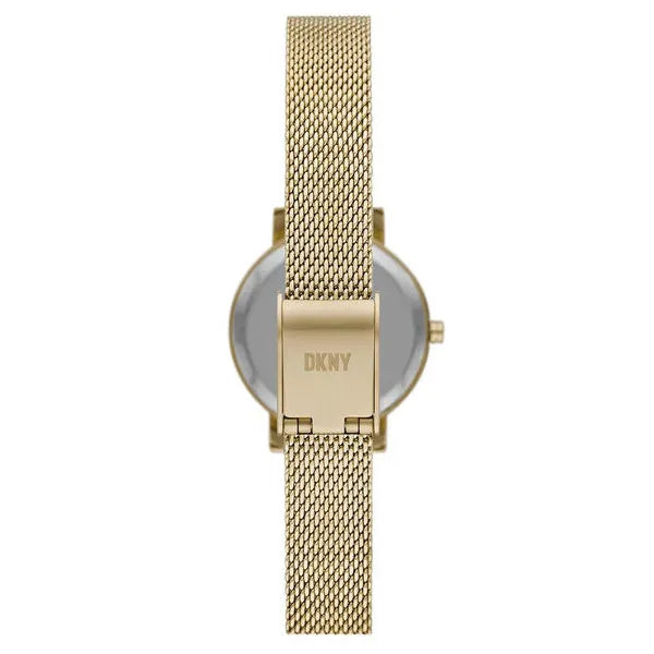 DKNY NY6631 SOHO női ajándékszett karóra, arany acél/zöld bőr szíj