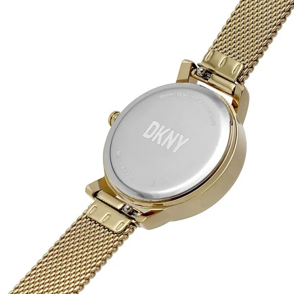 DKNY NY6631 SOHO női ajándékszett karóra, arany acél/zöld bőr szíj