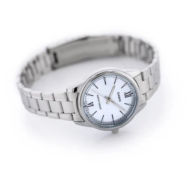 Casio LTP-V005D-2B3 női karóra, nemesacél szíj, kék számlap, dátum, WR30