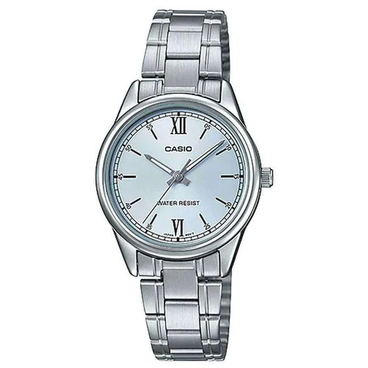 Casio LTP-V005D-2B3 női karóra, nemesacél szíj, kék számlap, dátum, WR30