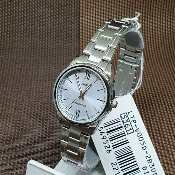 Casio LTP-V005D-2B3 női karóra, nemesacél szíj, kék számlap, dátum, WR30