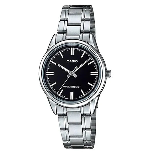 Casio női karóra LTP-V005D-1A, rozsdamentes acél, 28 mm, fekete számlap