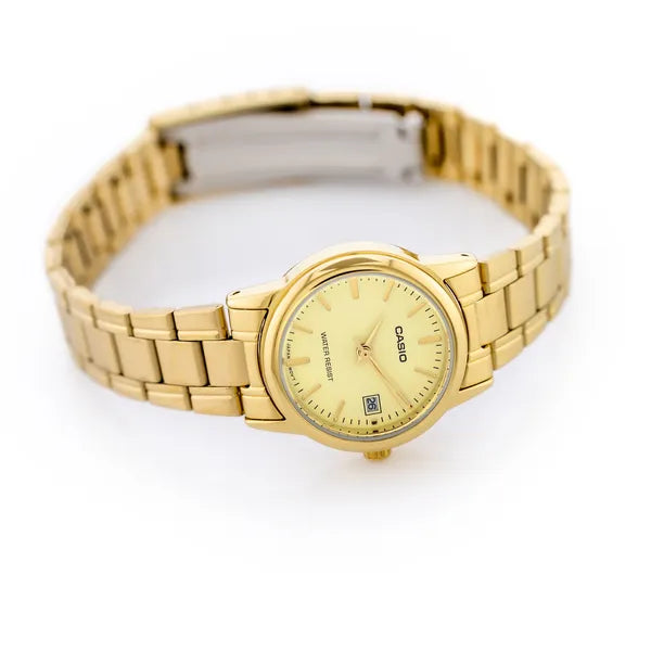 Casio LTP-V002G-9A női karóra, arany acél, kvarc, WR30, 25 mm