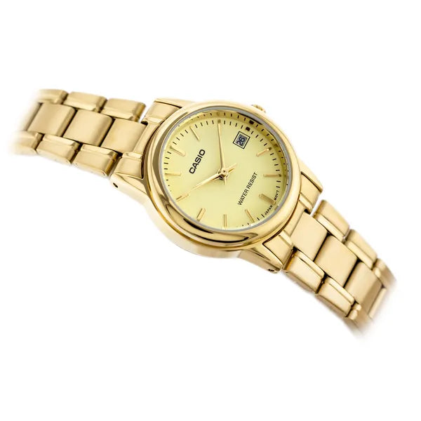 Casio LTP-V002G-9A női karóra, arany acél, kvarc, WR30, 25 mm