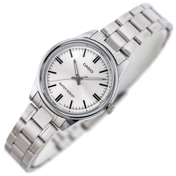 Casio LTP-V005D-7A női nemesacél karóra, ezüst, 28 mm, WR30