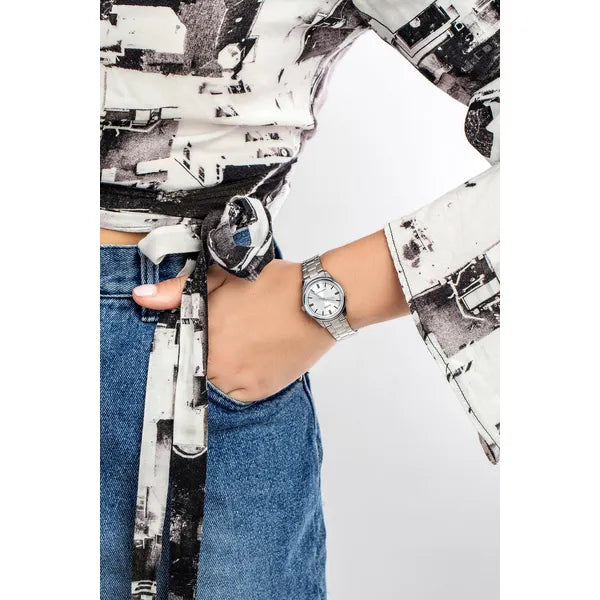 Casio LTP-V005D-7A női nemesacél karóra, ezüst, 28 mm, WR30