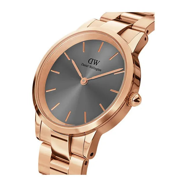Daniel Wellington Iconic Link Grey férfi karóra, 38 mm, rozéarany acél, kvarc