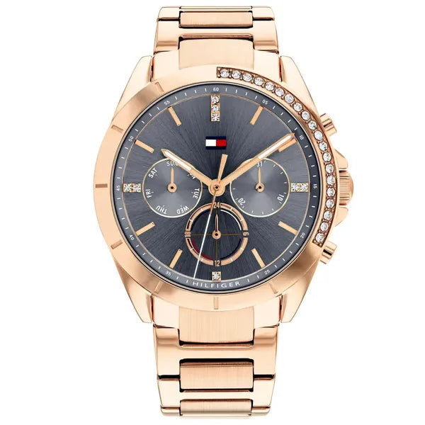 Tommy Hilfiger Kennedy 1782386 női karóra rozéarany acél, kék számlap