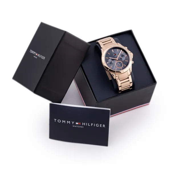 Tommy Hilfiger Kennedy 1782386 női karóra rozéarany acél, kék számlap